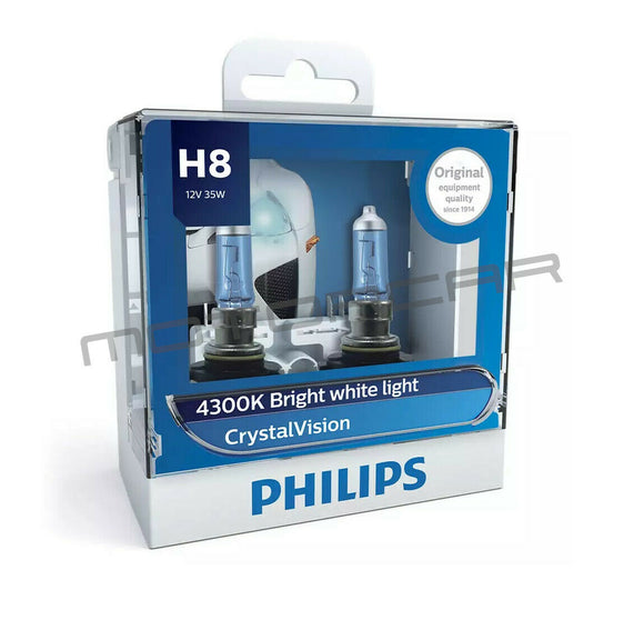 Philips Crystal Vision Headlight Globes - H8
