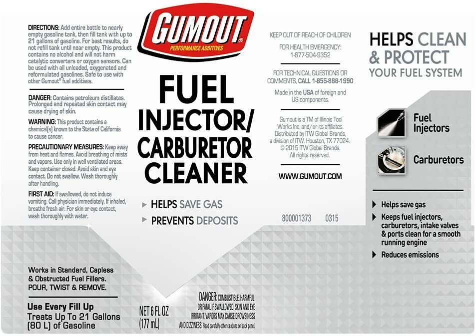 Gumout Fuel Injector & Carburetor Cleaner 177 mL
