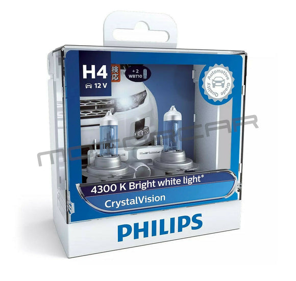 Philips Crystal Vision Headlight Globes - H4