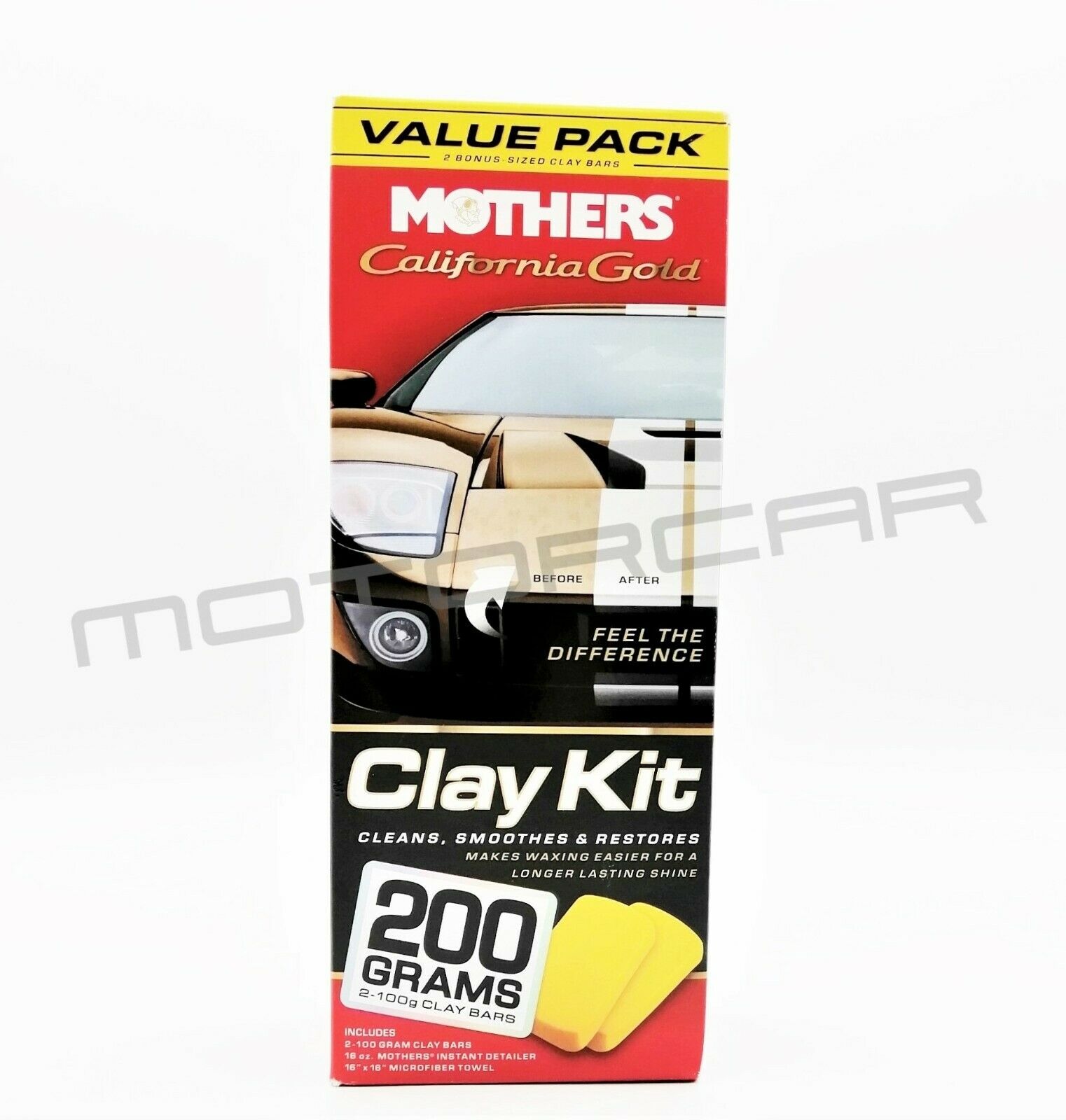 Clay Kit Mothers California Gold Clay Bar System - Complete Car Detailing Kit With 2 Bars Paint Decontamination Kit
