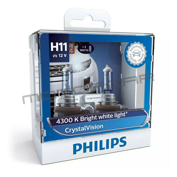Philips Crystal Vision Headlight Globes - H11