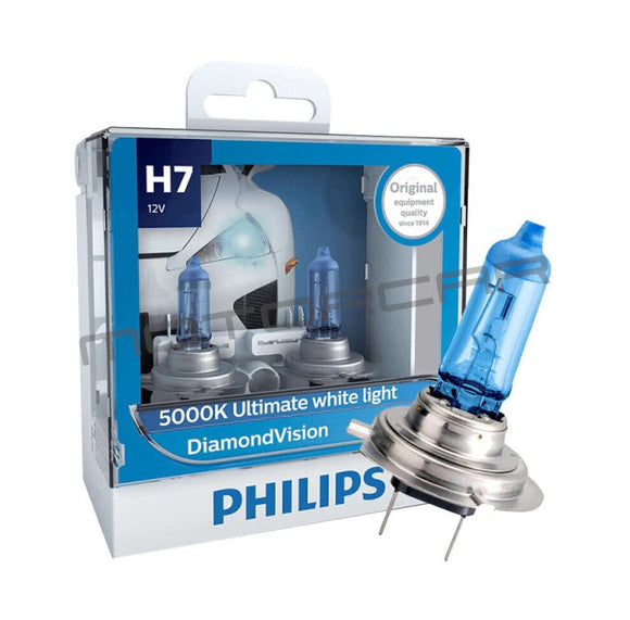 Philips DiamondVision Halogen Headlight Globes - H7
