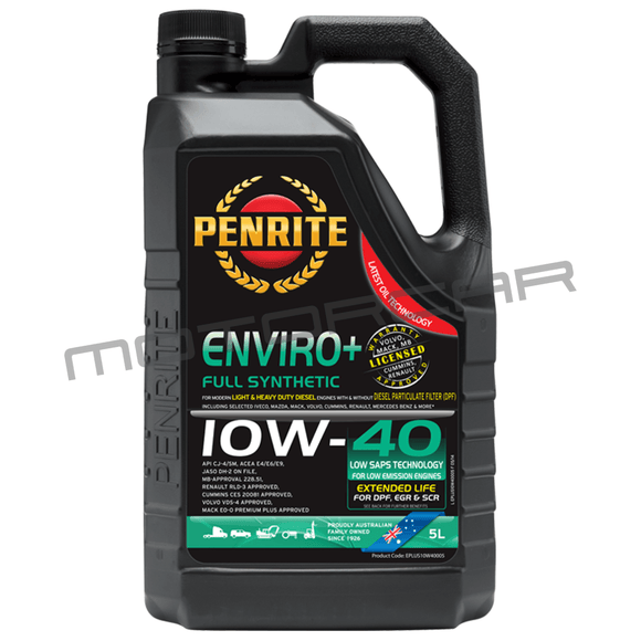 Penrite Enviro Plus 10W40 - 5 Litre Engine Oil